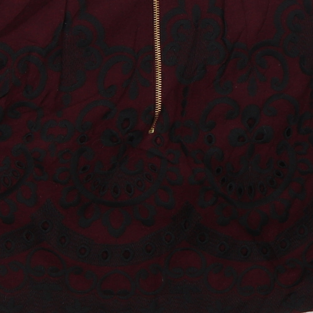 Topshop Womens Purple Floral A-Line Skirt Size 8
