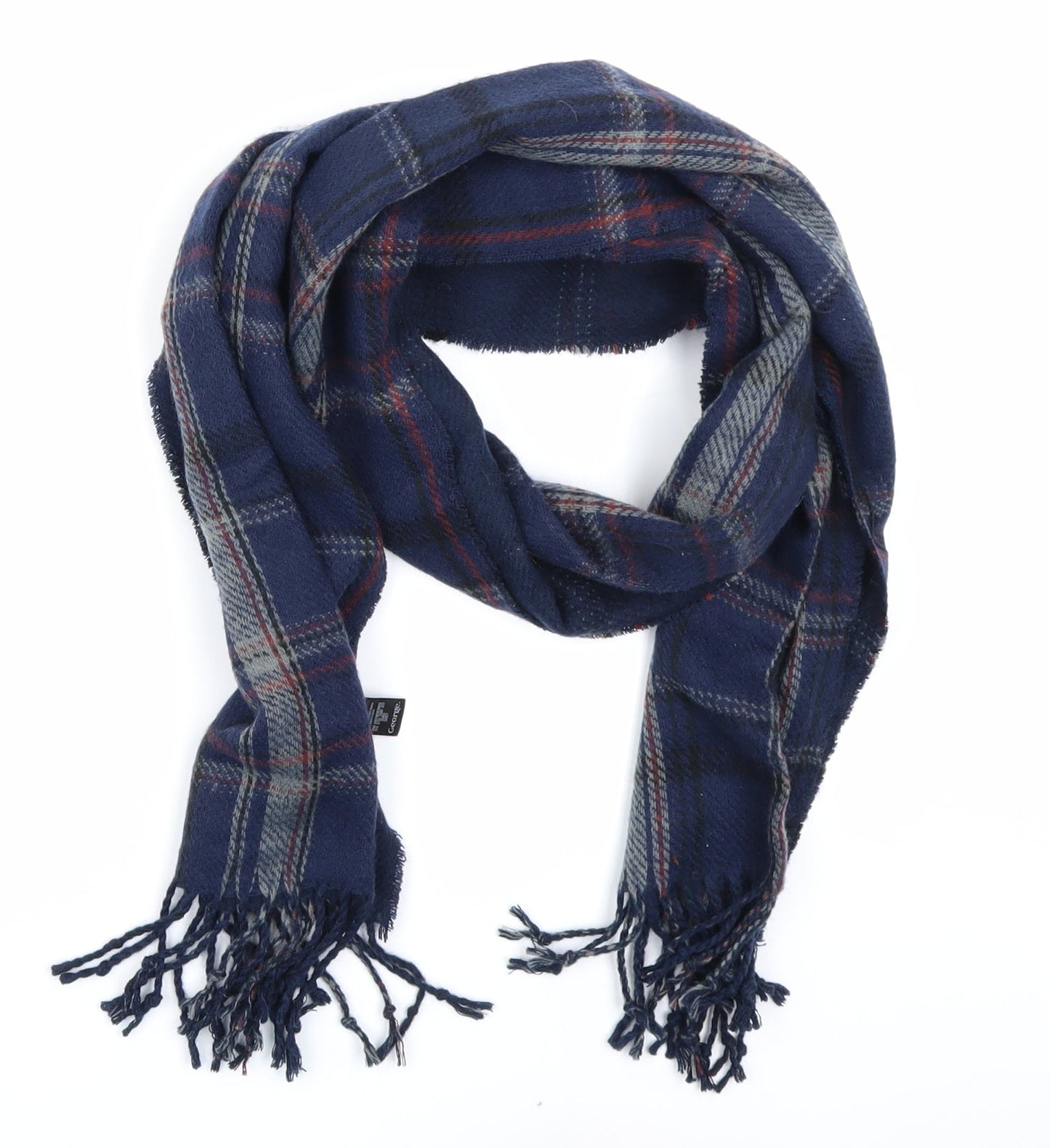 George Unisex Blue Plaid Scarf One Size