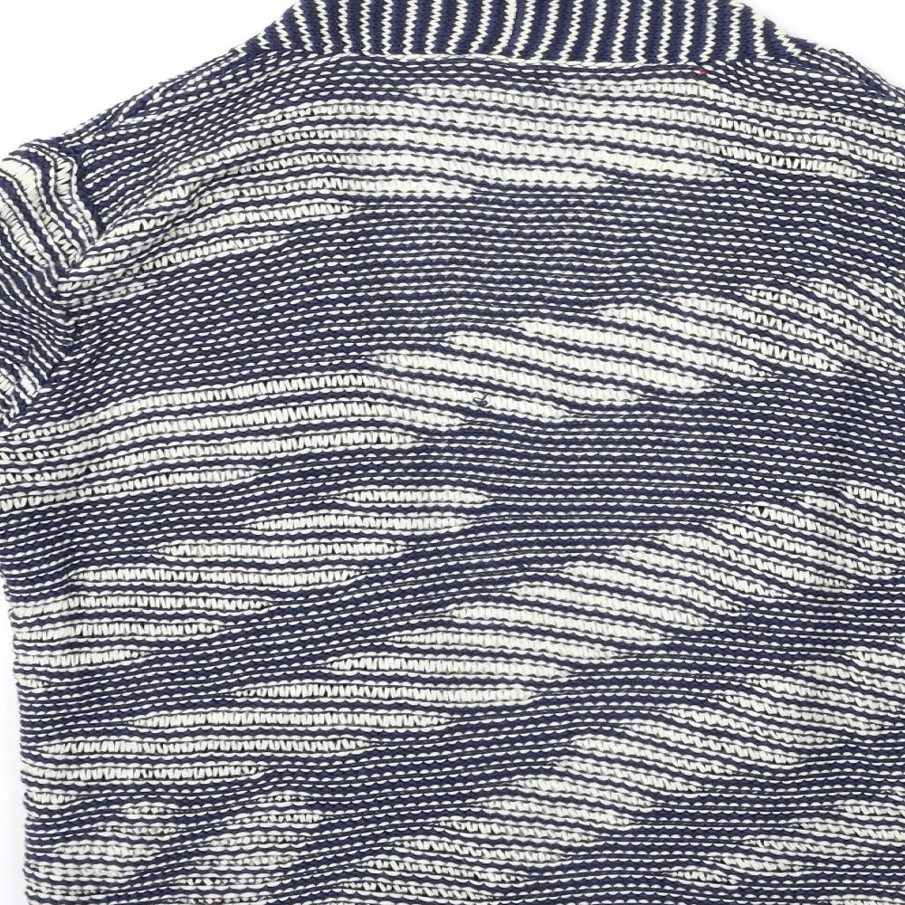 Per Una Womens Blue Striped Knit Cardigan Jumper Size M
