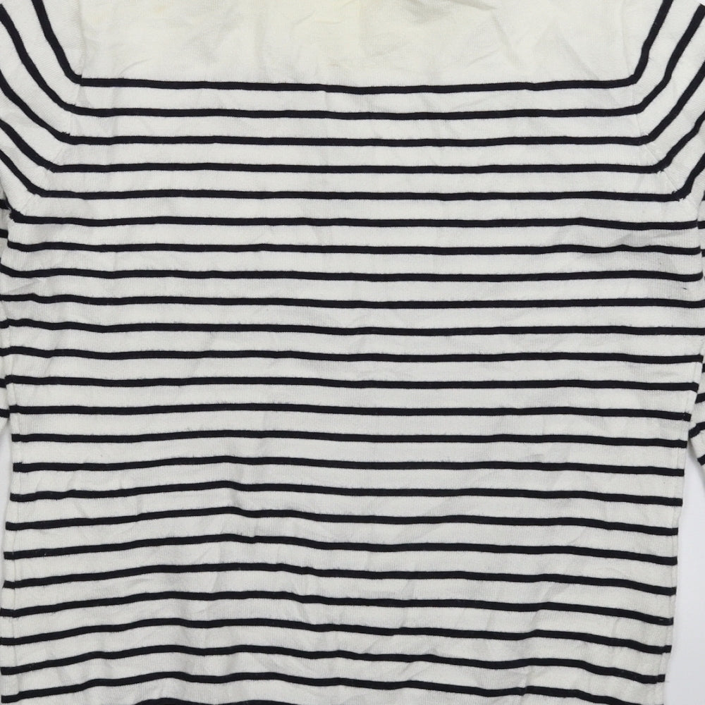 Rude Womens White Striped Knit Pullover Jumper Size XS