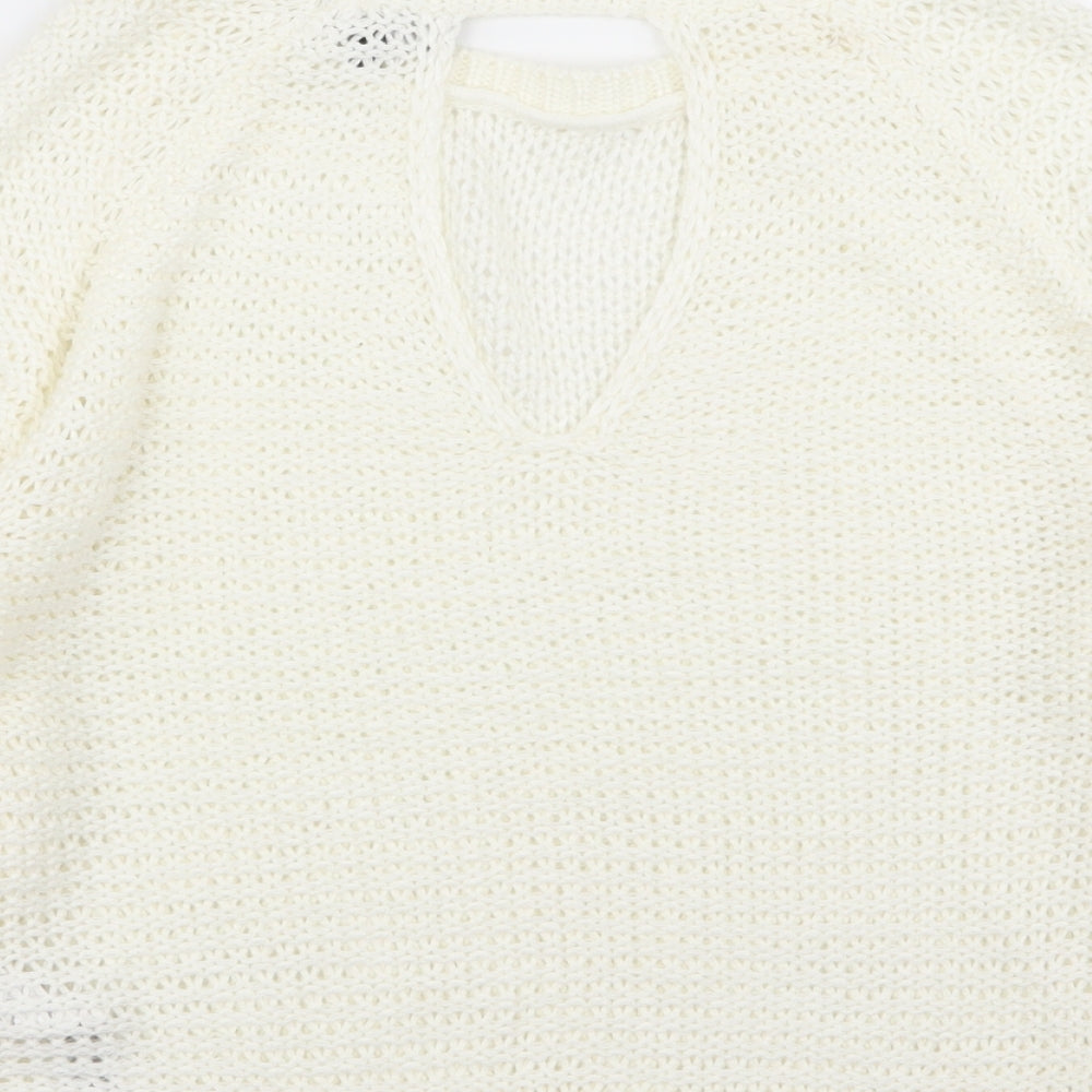 New Look Womens White Pullover Jumper Size S