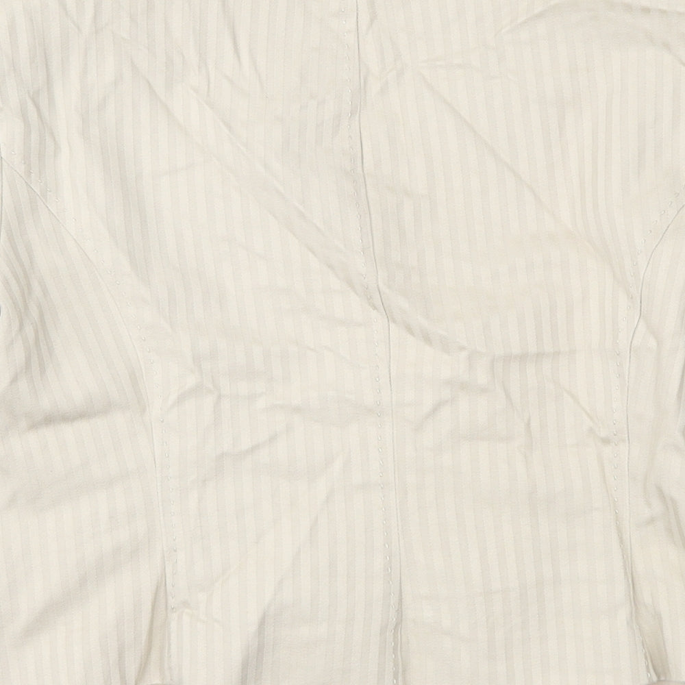 Spirit Womens Beige Striped Jacket Suit Jacket Size 12