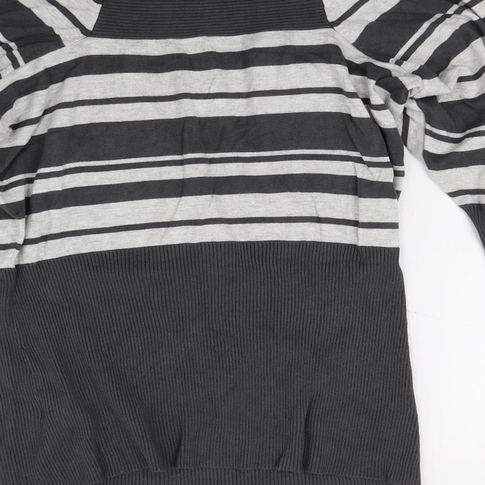 NEXT Womens Grey Striped Knit Pullover Jumper Size 14