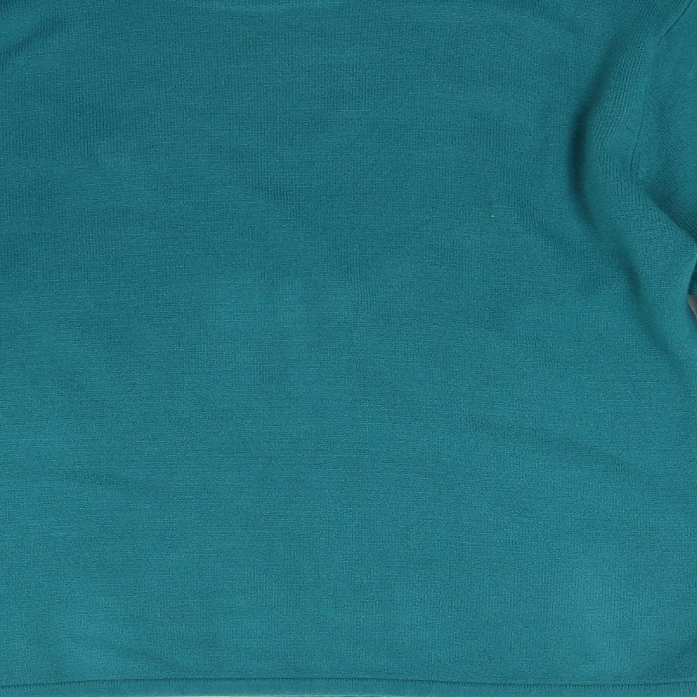 Lauren taylor Womens Green Floral Knit Pullover Jumper Size M
