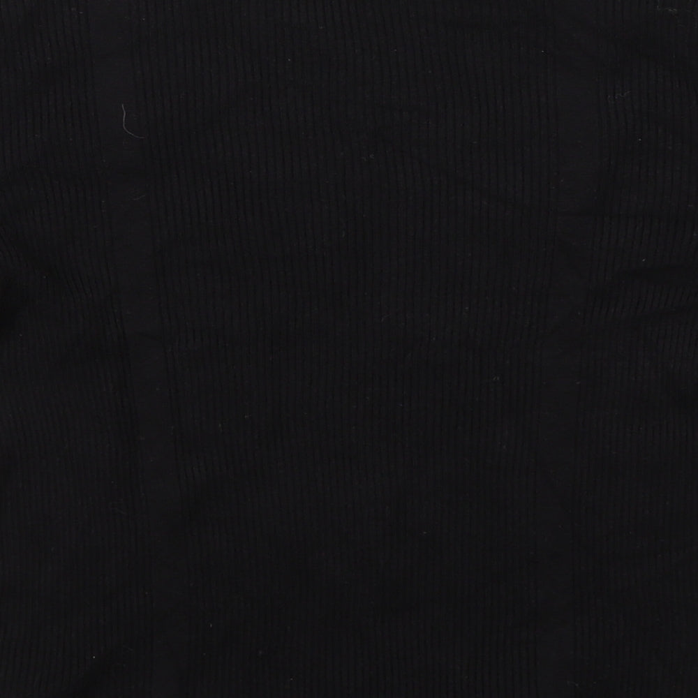 PERANA Womens Black Striped Basic T-Shirt Size 12