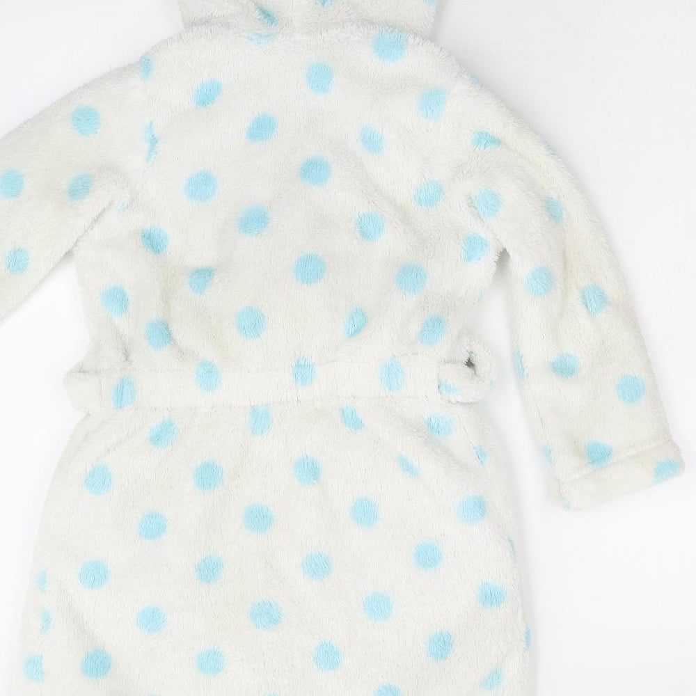 Marks & Spencer Girls White Polka Dot Fleece Gown Size 5-6 Years