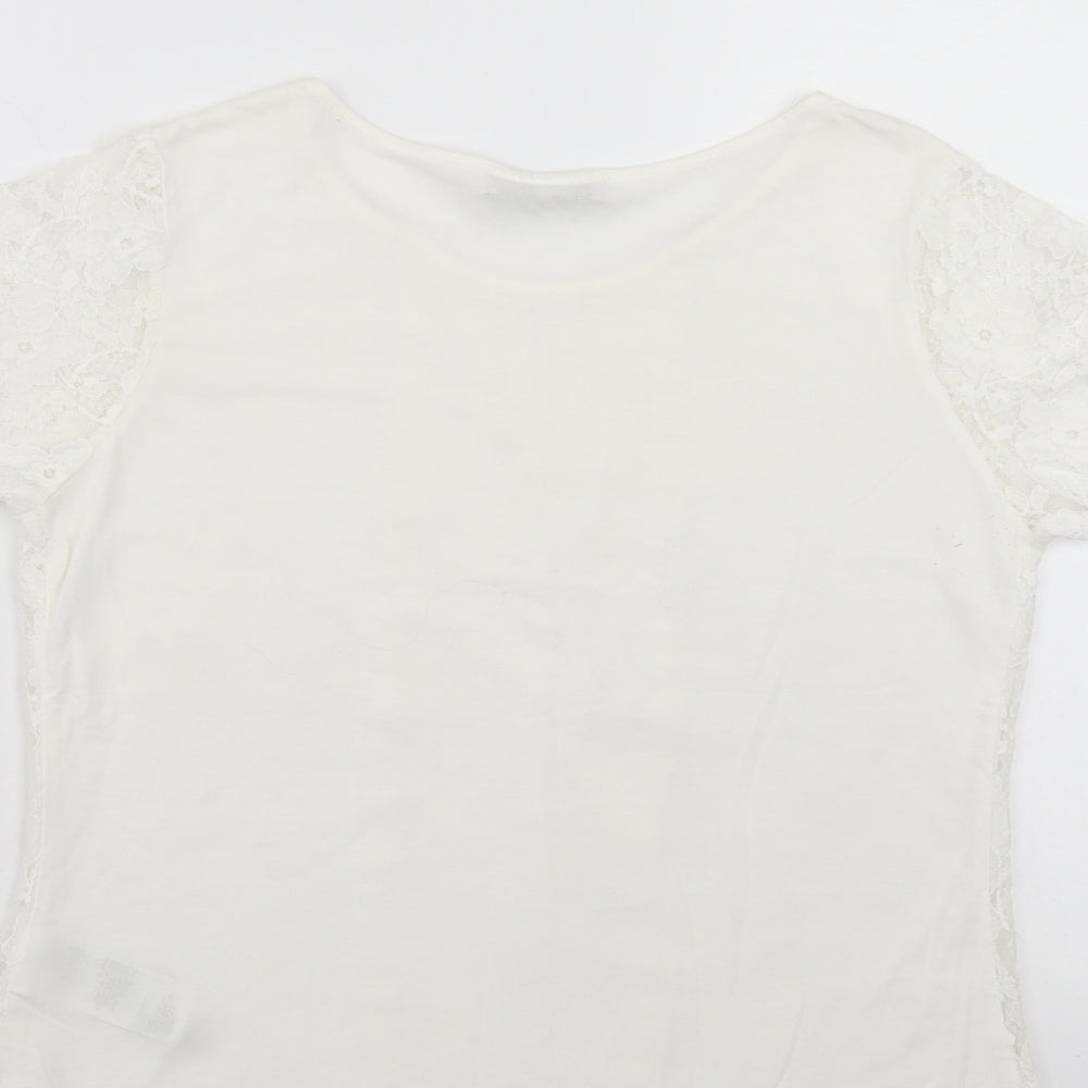 Oasis Womens White Floral Basic Blouse Size S