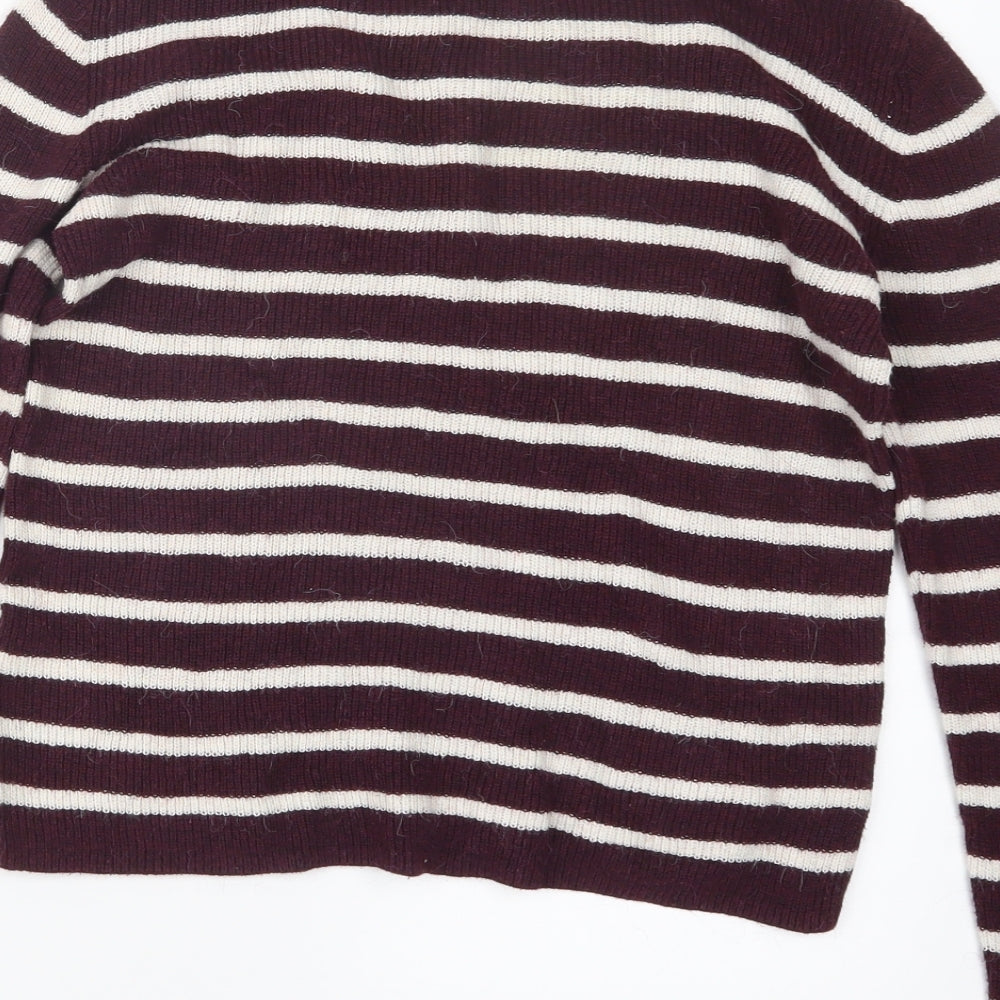 H&M Womens White Striped Knit Pullover Jumper Size S