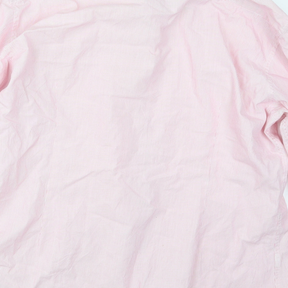 Limited Collection Mens Pink Striped Button-Up Size 17.5