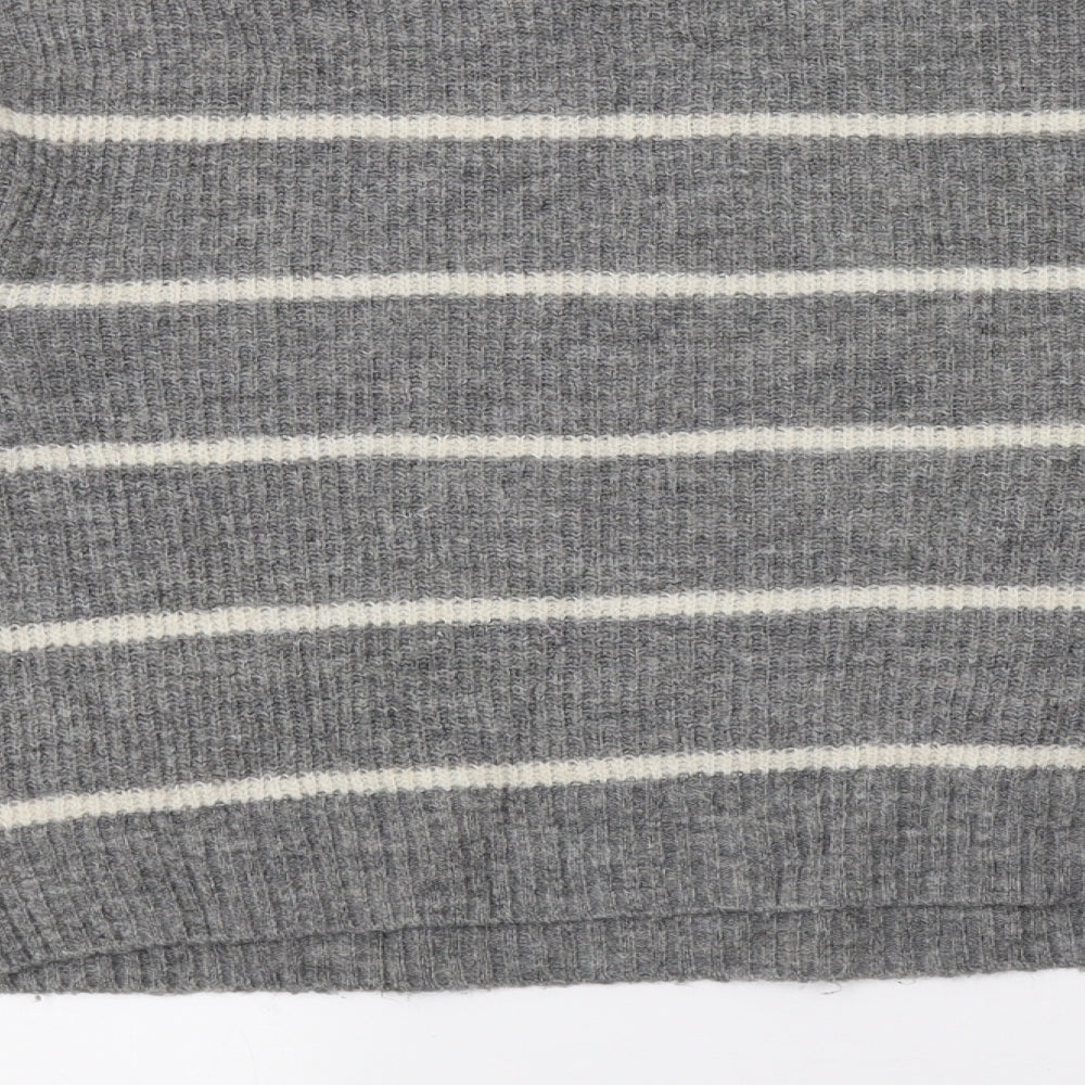 H&M Womens Grey Striped Knit Pullover Jumper Size 6