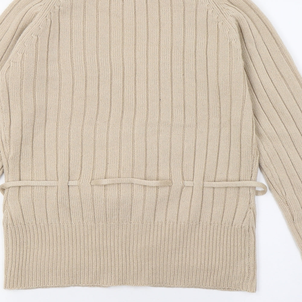 Lime Womens Beige Knit Cardigan Jumper Size S