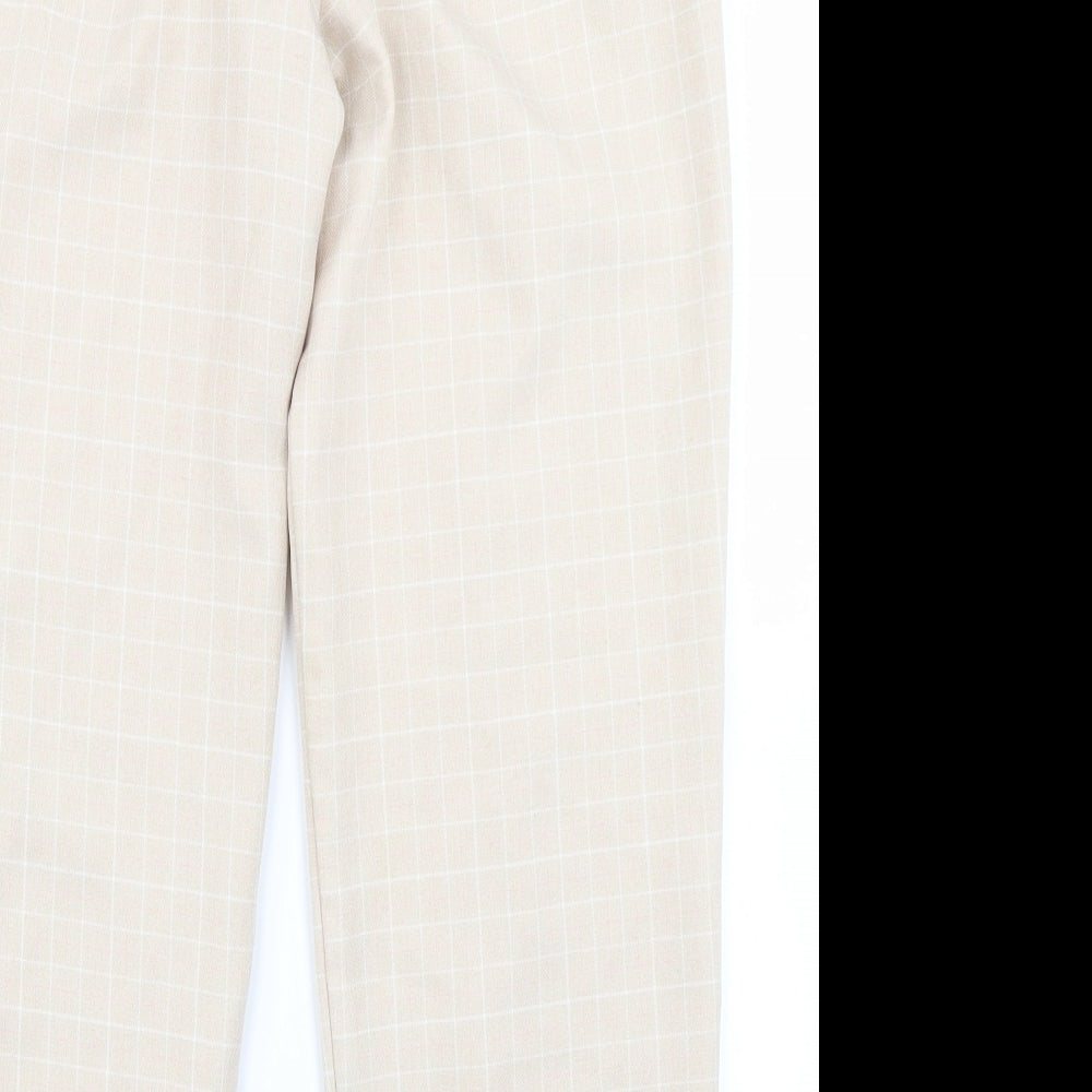 Marks & Spencer Womens Beige Plaid Trousers Size 12 L24 in