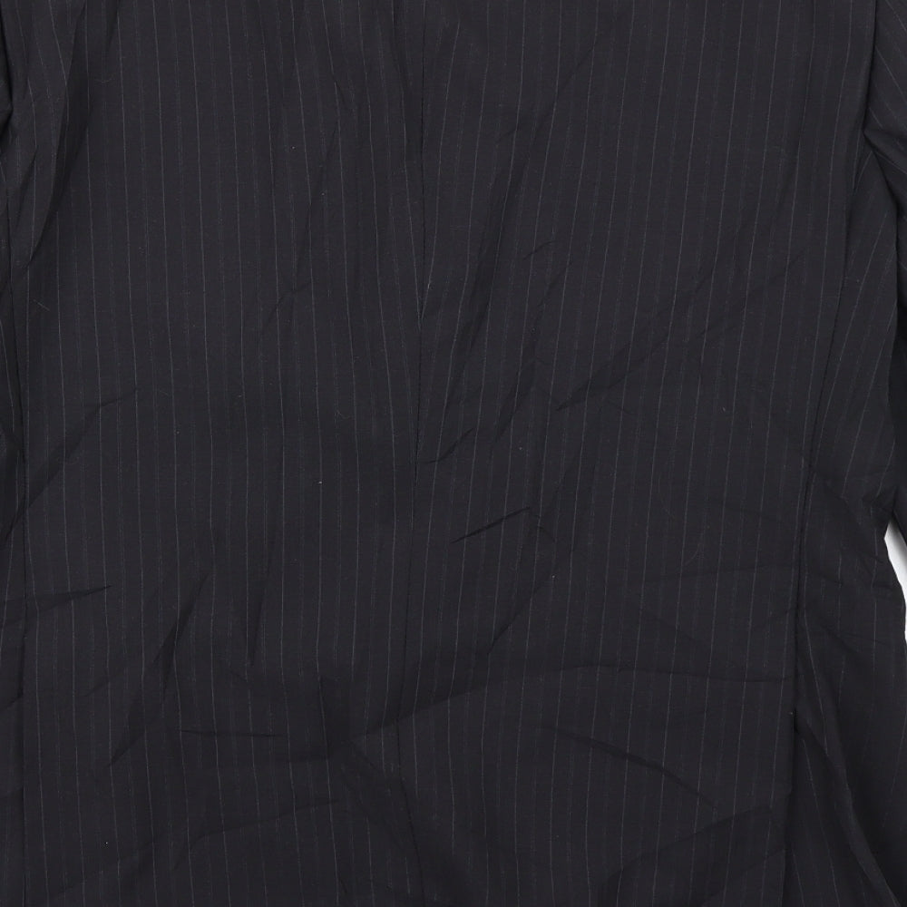 REMUS Mens Black Striped Jacket Blazer Size 38