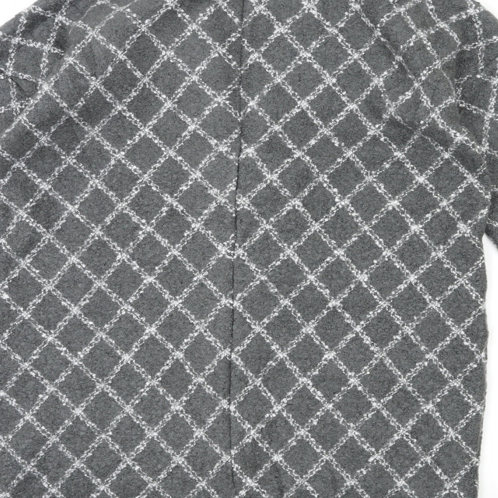NEXT Womens Grey Check Overcoat Coat Size M