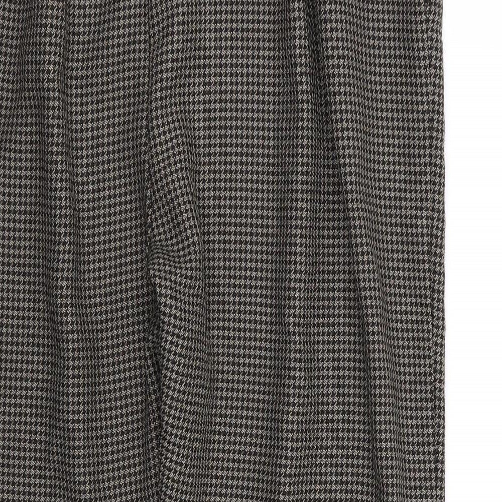 Preworn Womens Brown Houndstooth Trousers Size 14 L24 in - Stretch waistband