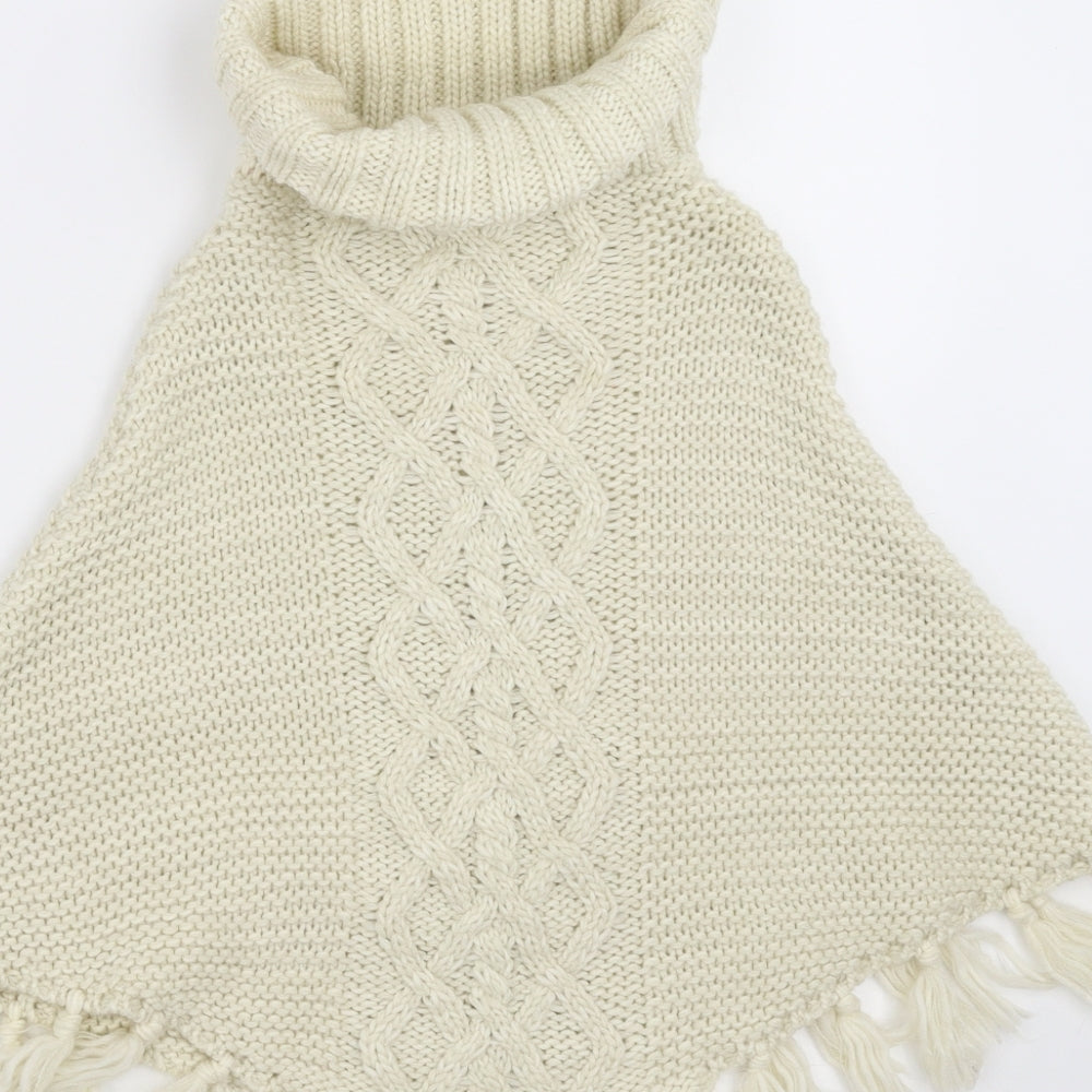 Preworn Girls Beige Cape Jumper One Size - beaded