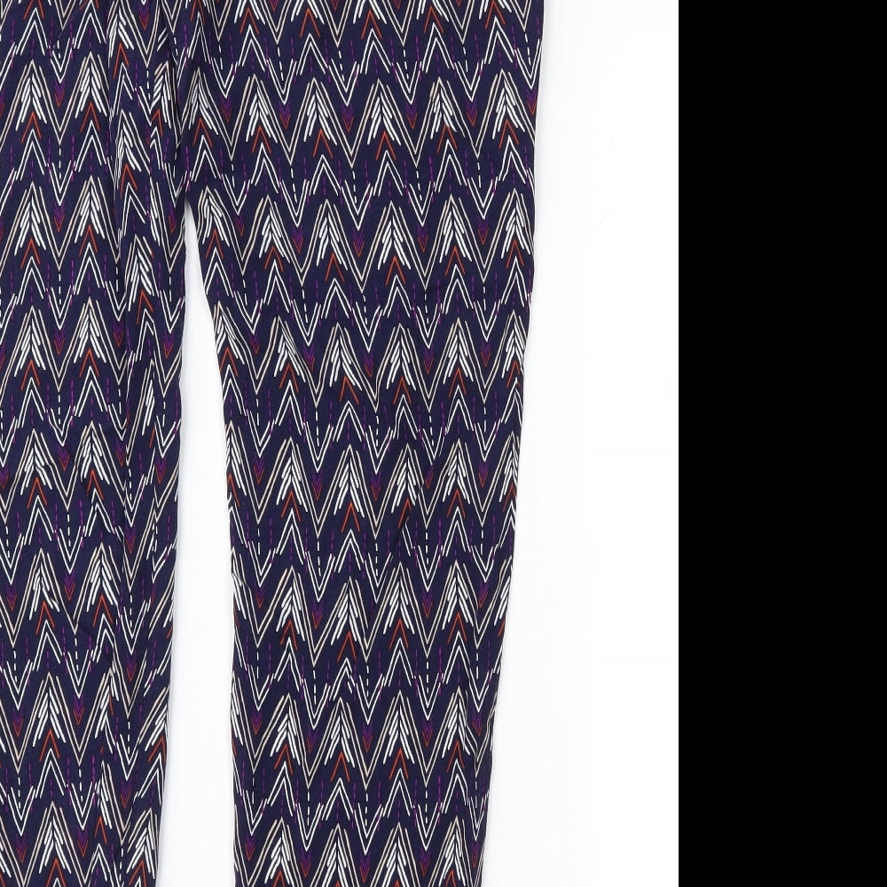 Divided Womens Purple Geometric Trousers Size 10 L28 in