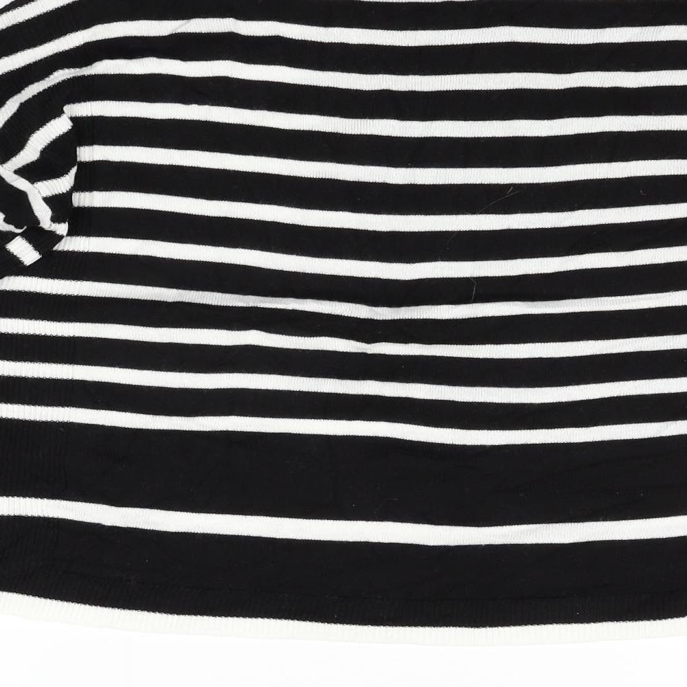 Marks & Spencer Womens Black Striped Pullover Jumper Size 8