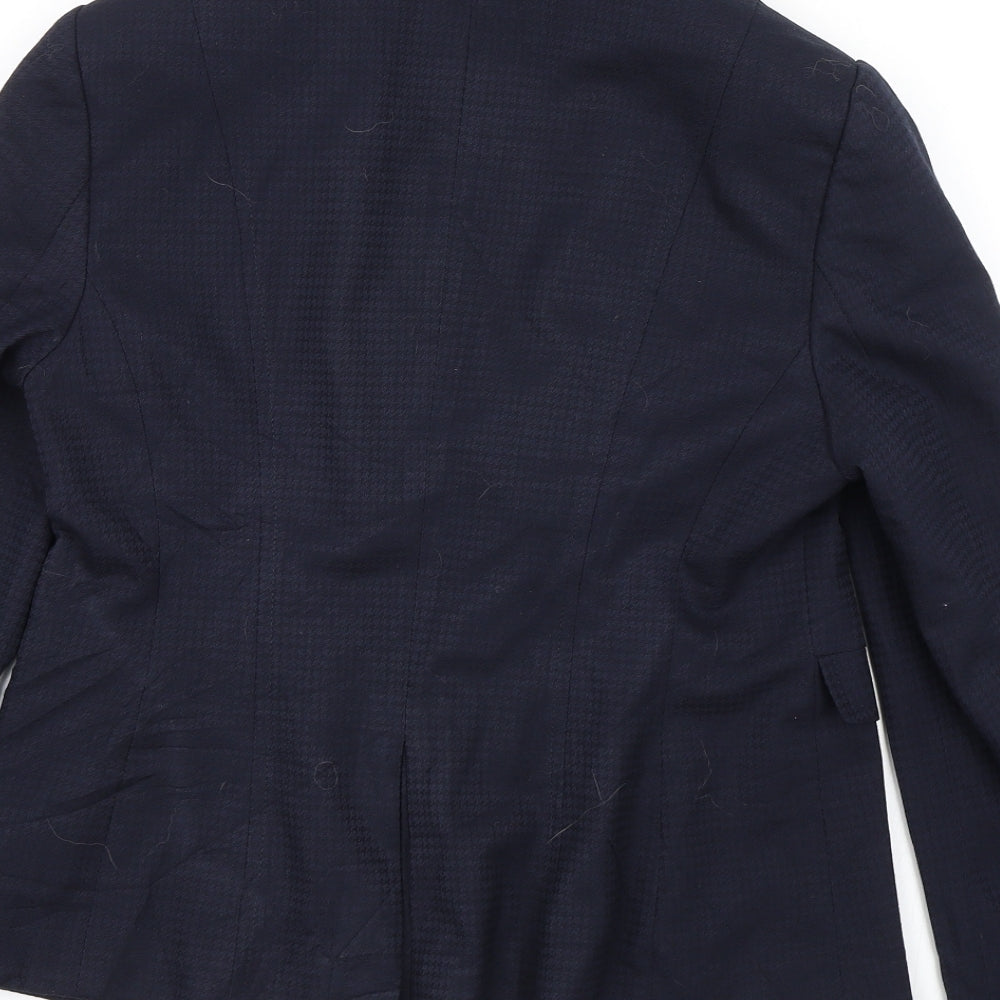 NEXT Womens Blue Houndstooth Jacket Suit Jacket Size 14