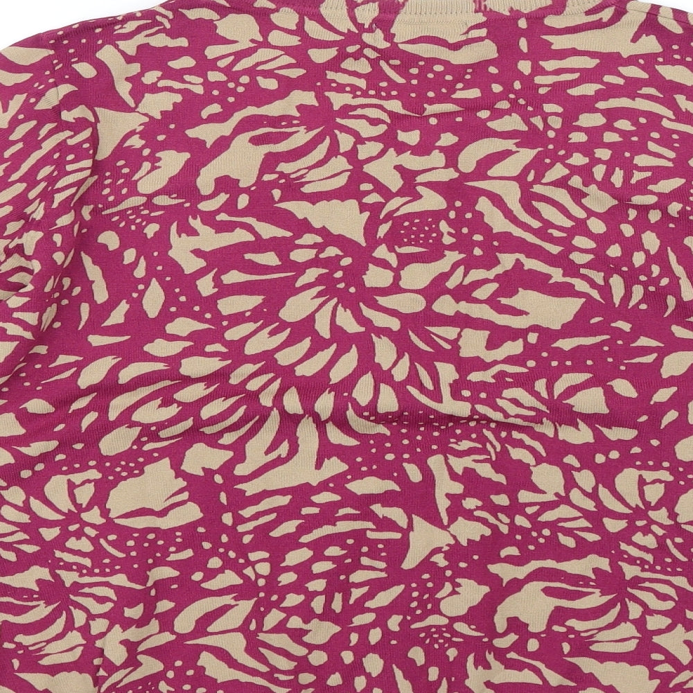 elite Womens Pink Floral Basic Button-Up Size L