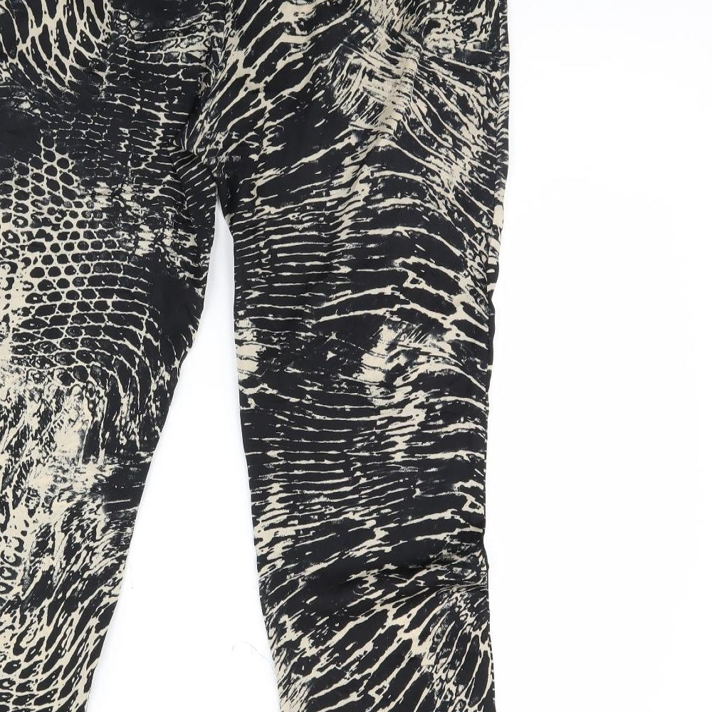 Mango Womens Black Animal Print Trousers Size XL L30 in