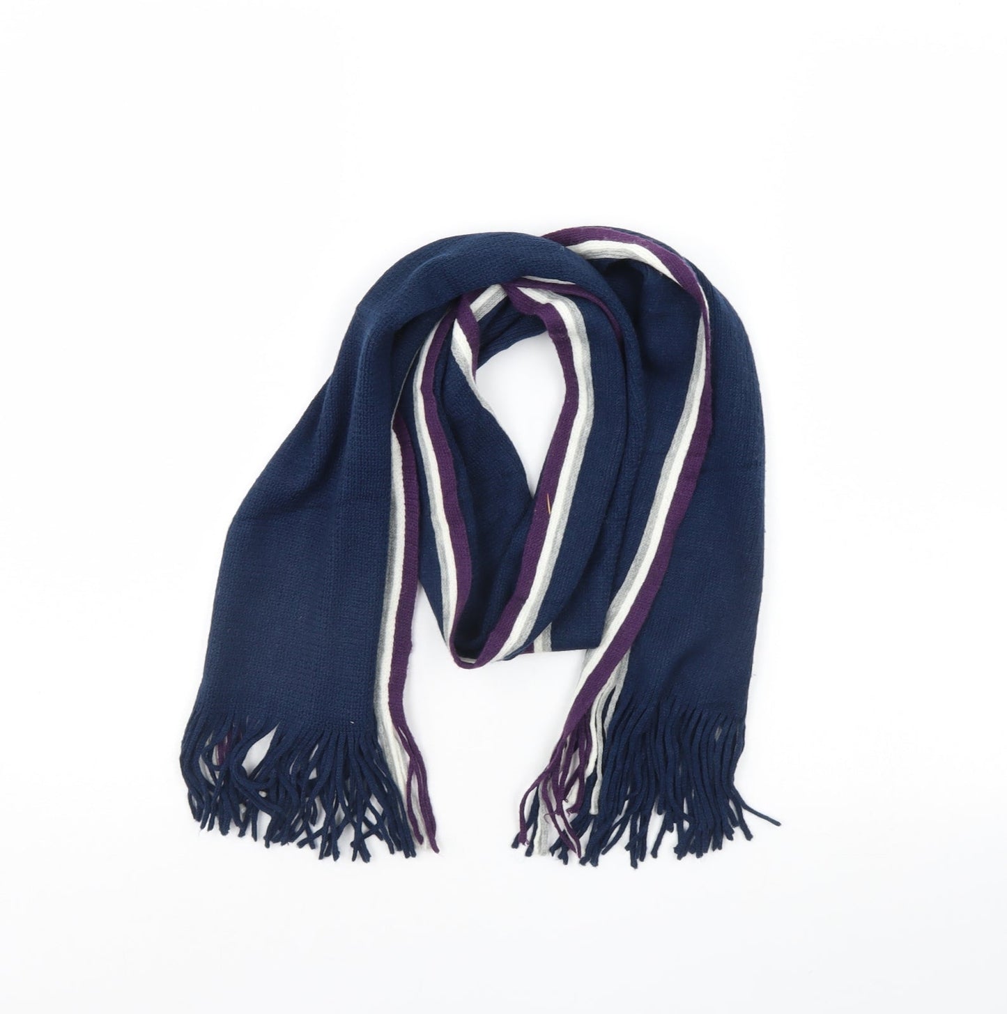 Preworn Womens Blue Striped Scarf