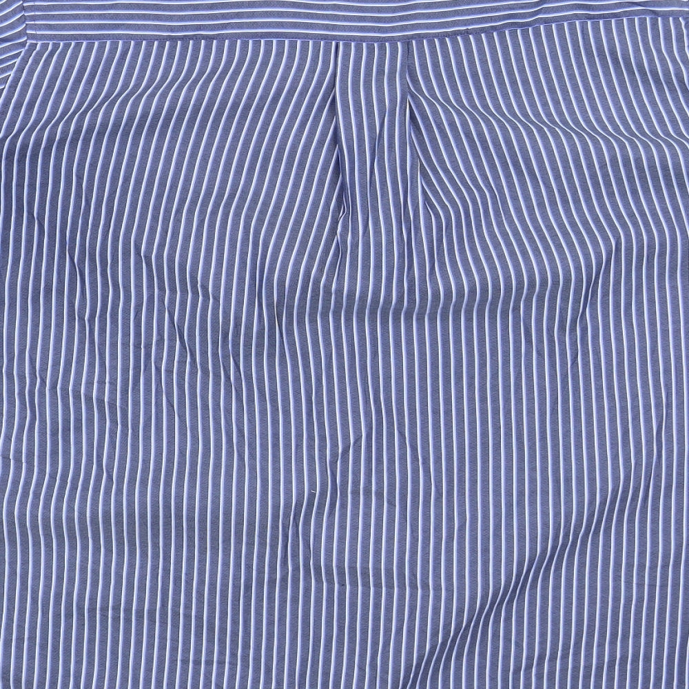 Originals Womens Blue Striped Basic Button-Up Size L