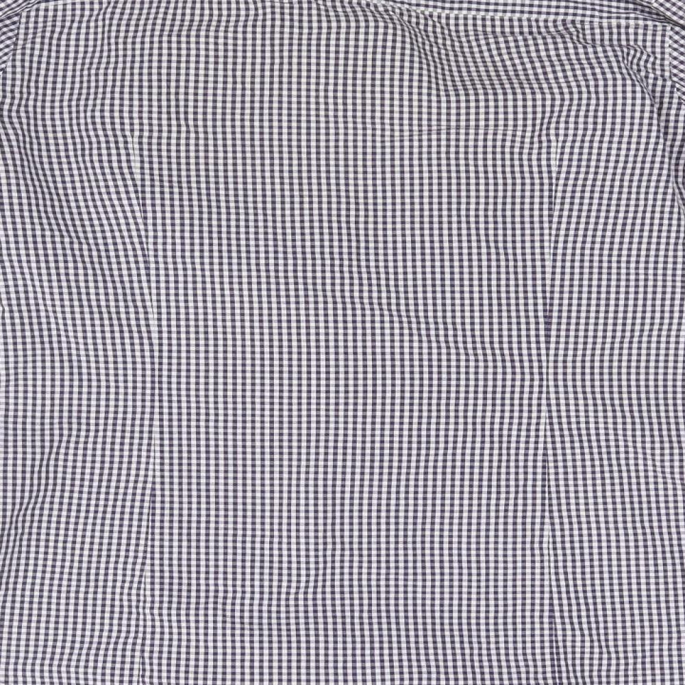 Grieff Womens Blue Check Basic Button-Up Size 10
