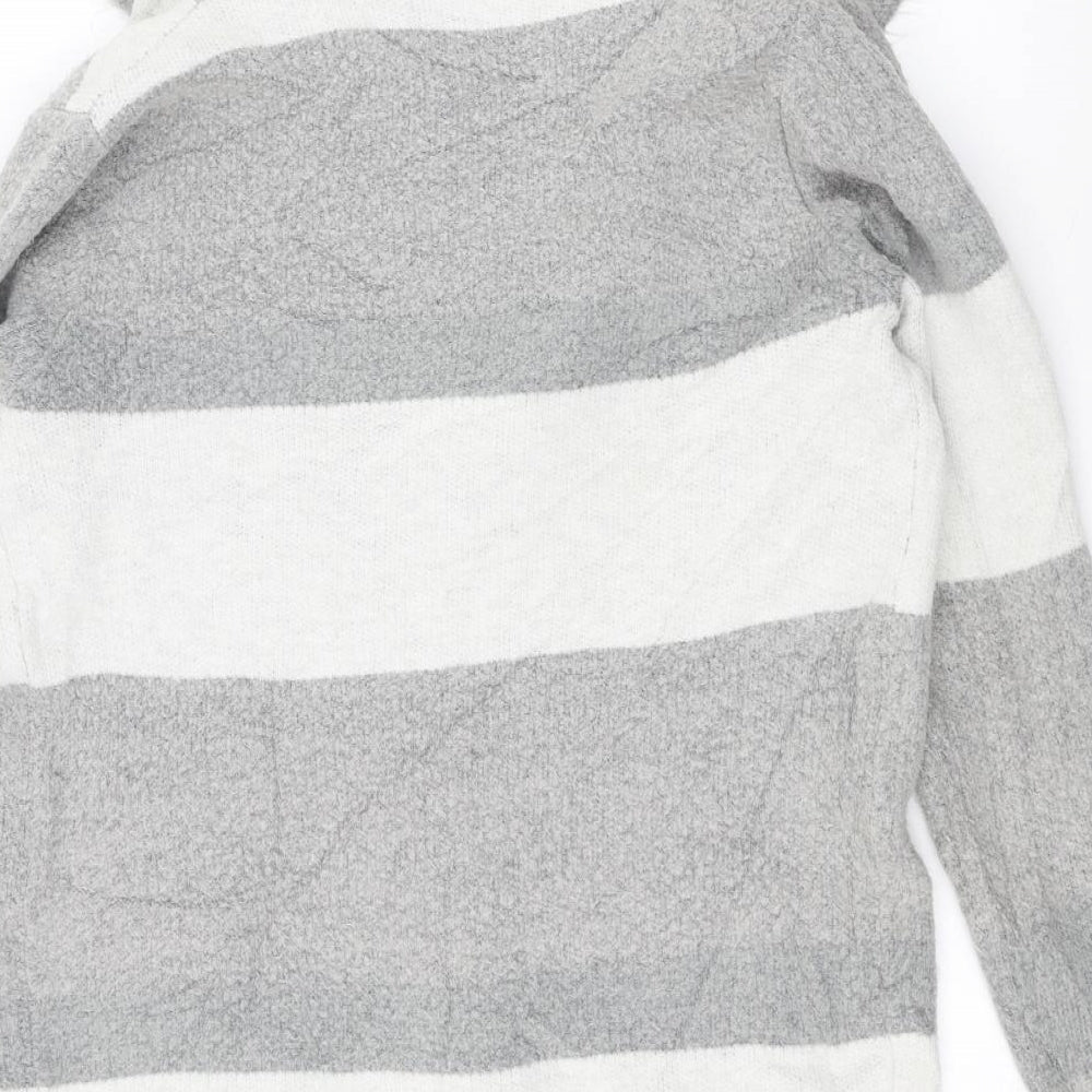 Philip J Womens Grey Striped Jacket Coatigan Size M