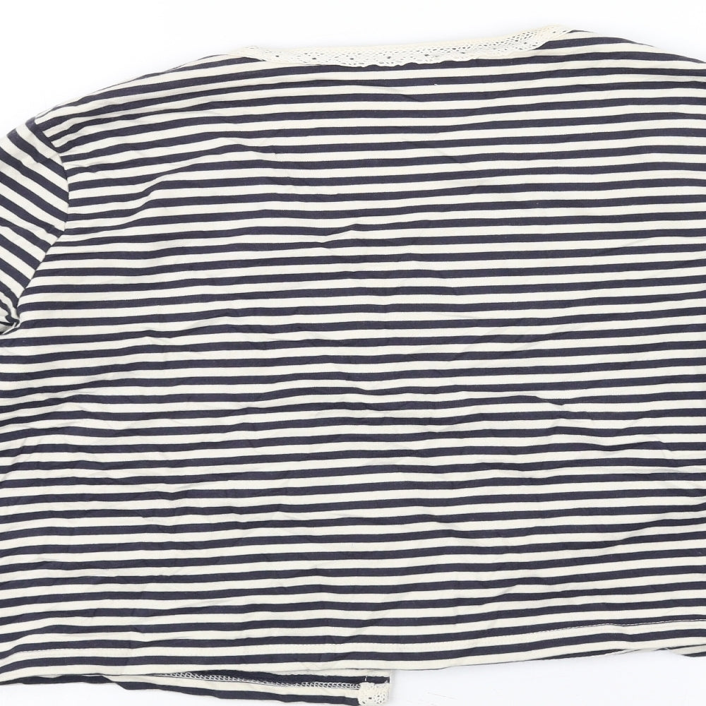 Papaya Womens White Striped Cardigan Jumper Size 16