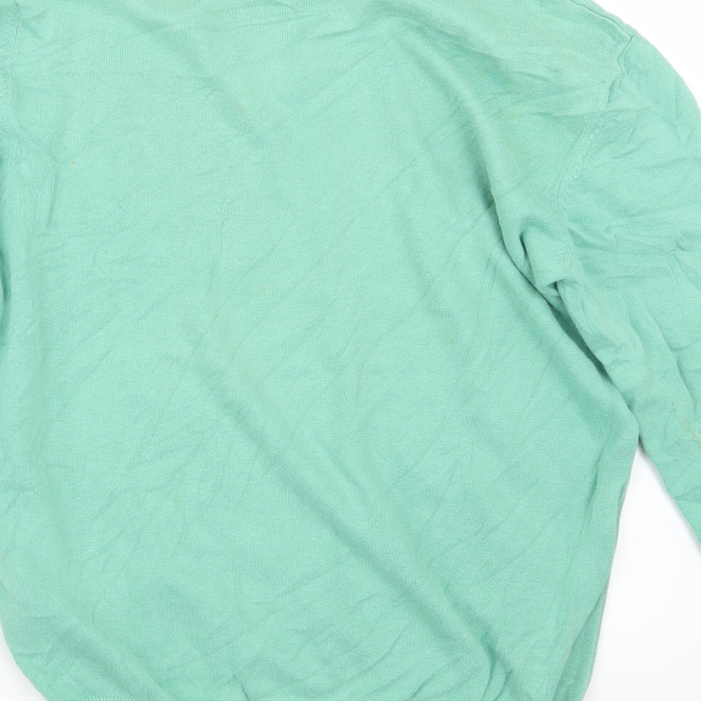 C* TWO Mens Green Knit Pullover Jumper Size L
