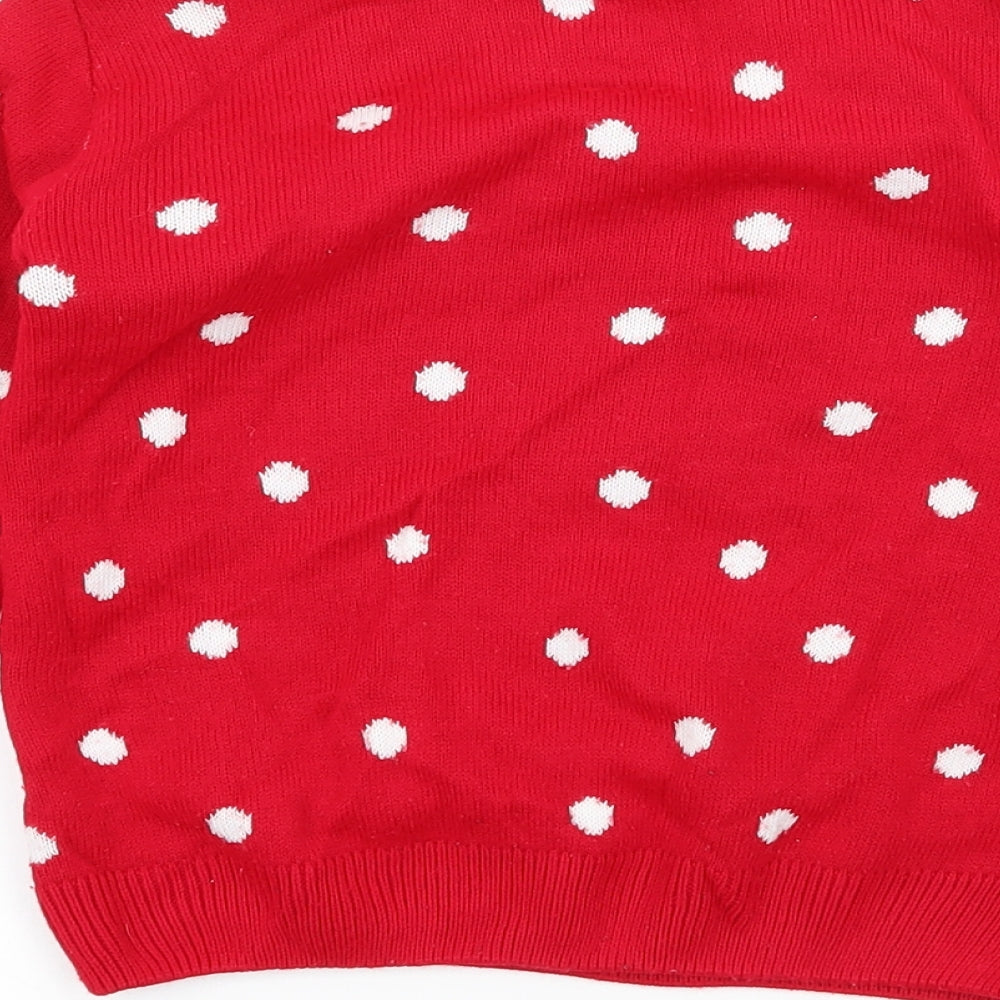 Cheeky Elf Girls Red Knit Pullover Jumper Size 3-4 Years - Snowman