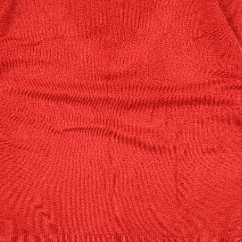 M&Co Womens Red Knit Pullover Jumper Size S