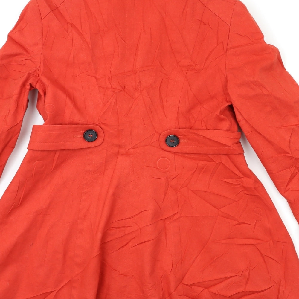 Oasis Womens Red Overcoat Coat Size S