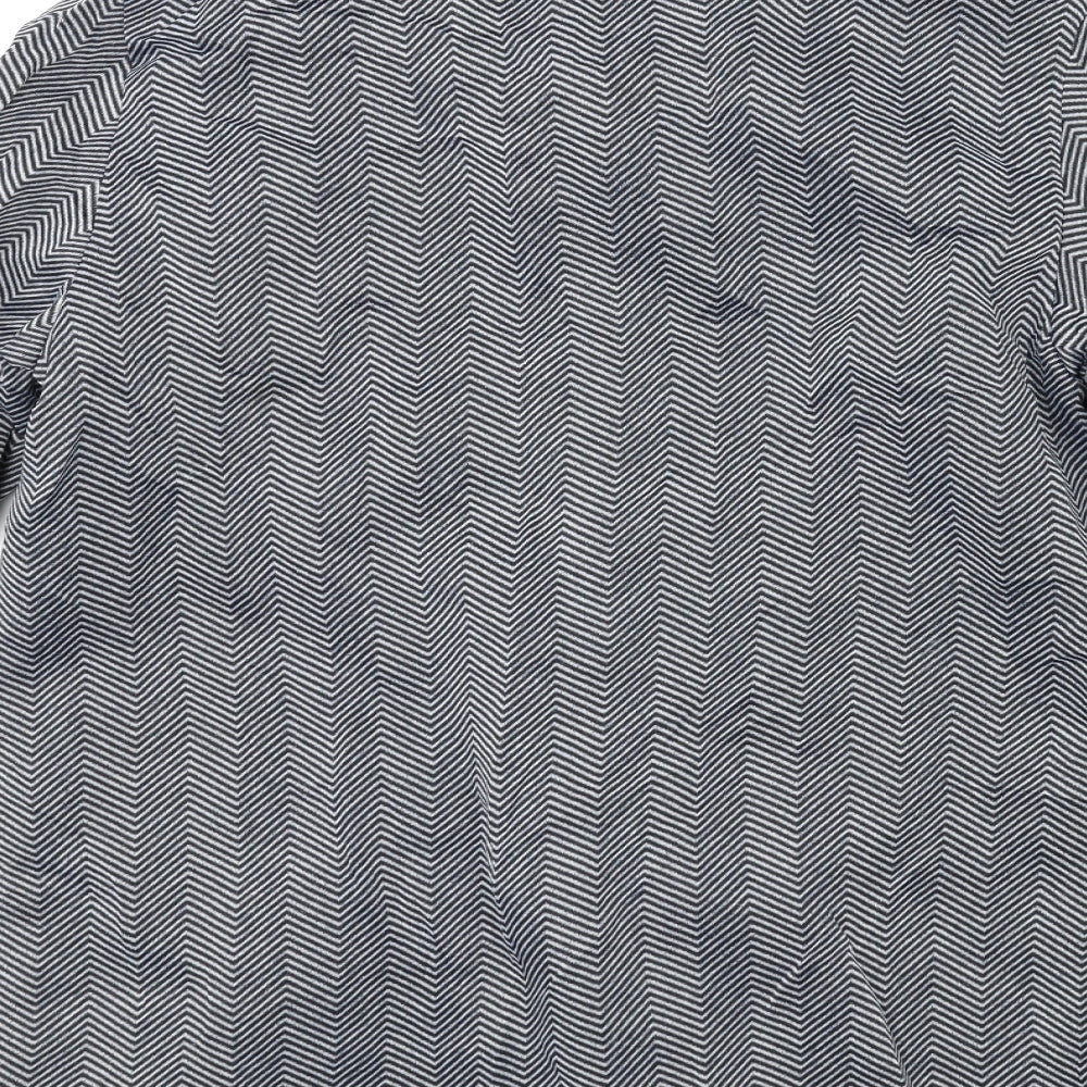 Anne De Lancay Womens Grey Striped Overcoat Coat Size M