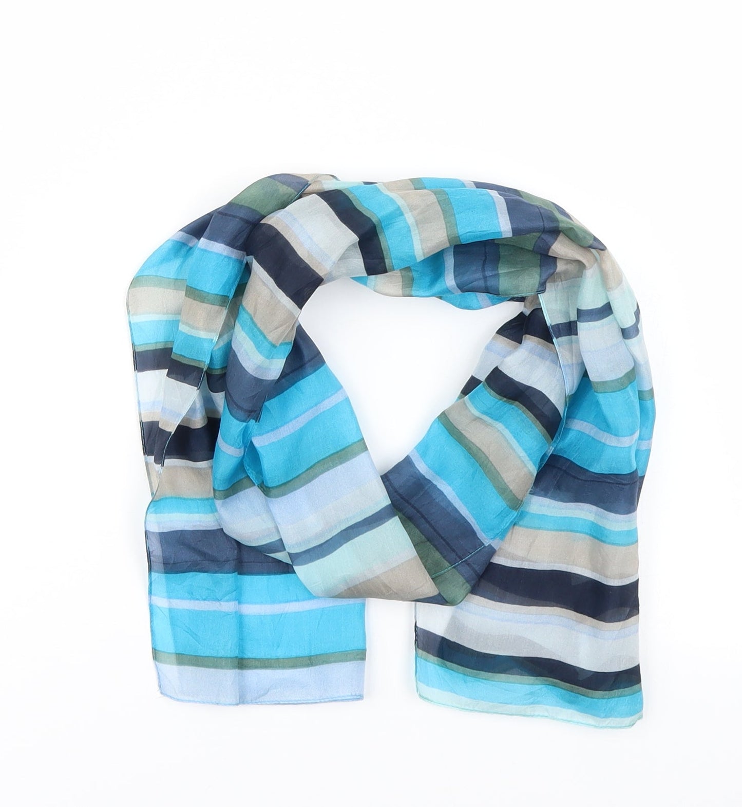 Preworn Womens Blue Striped Scarf