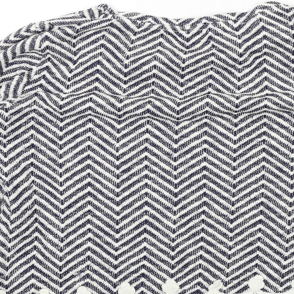 Dorothy Perkins Womens Blue Geometric Pullover Jumper Size 12 - LACE HEM