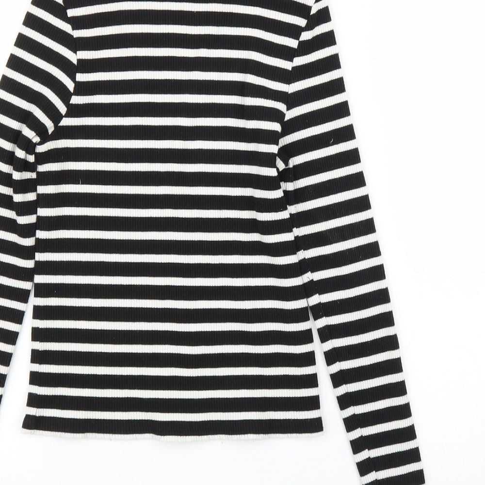 River Island Womens Black Striped Basic T-Shirt Size 10