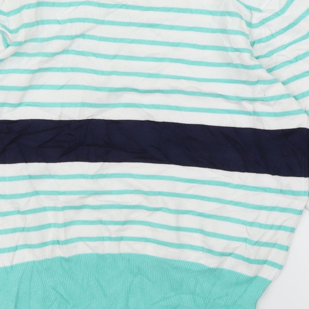 Paramour Womens Green Striped Pullover Jumper Size M