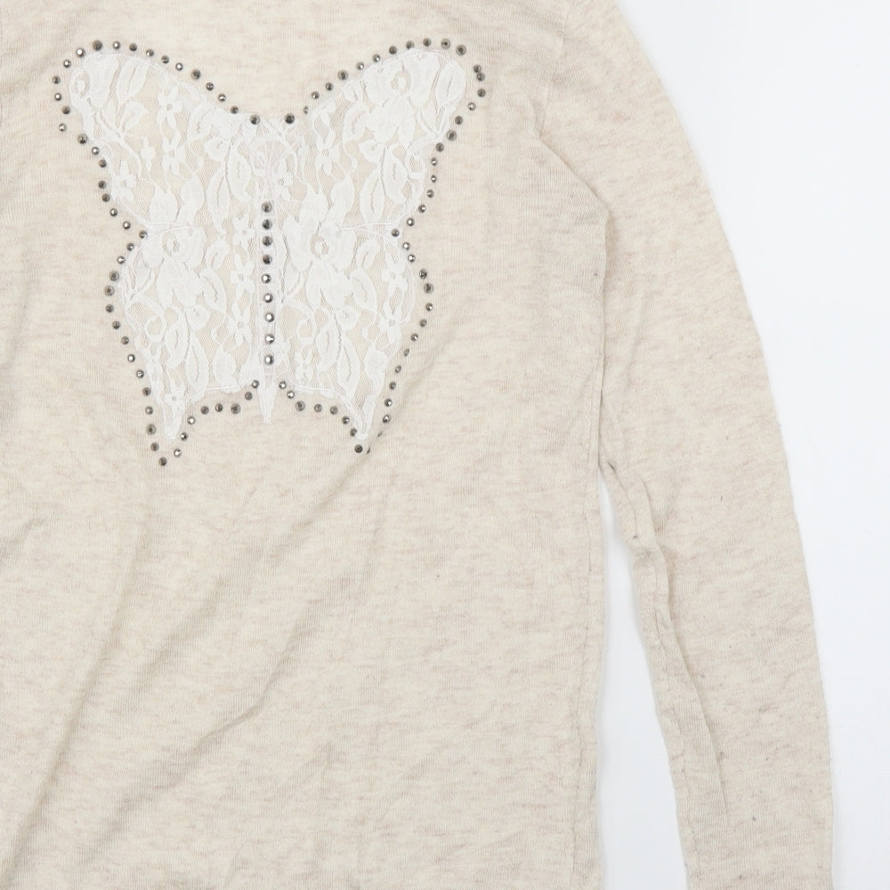 Nicole Womens Beige Basic Blouse Size S - Butterfly