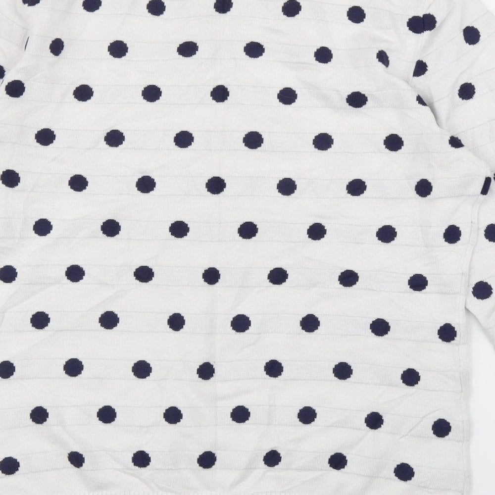 SaSa Womens White Polka Dot Pullover Jumper Size M