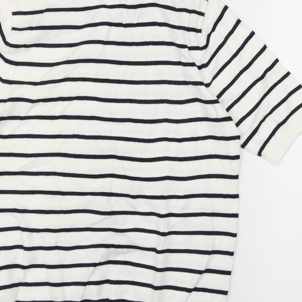 H&M Womens White Striped Pullover Jumper Size S