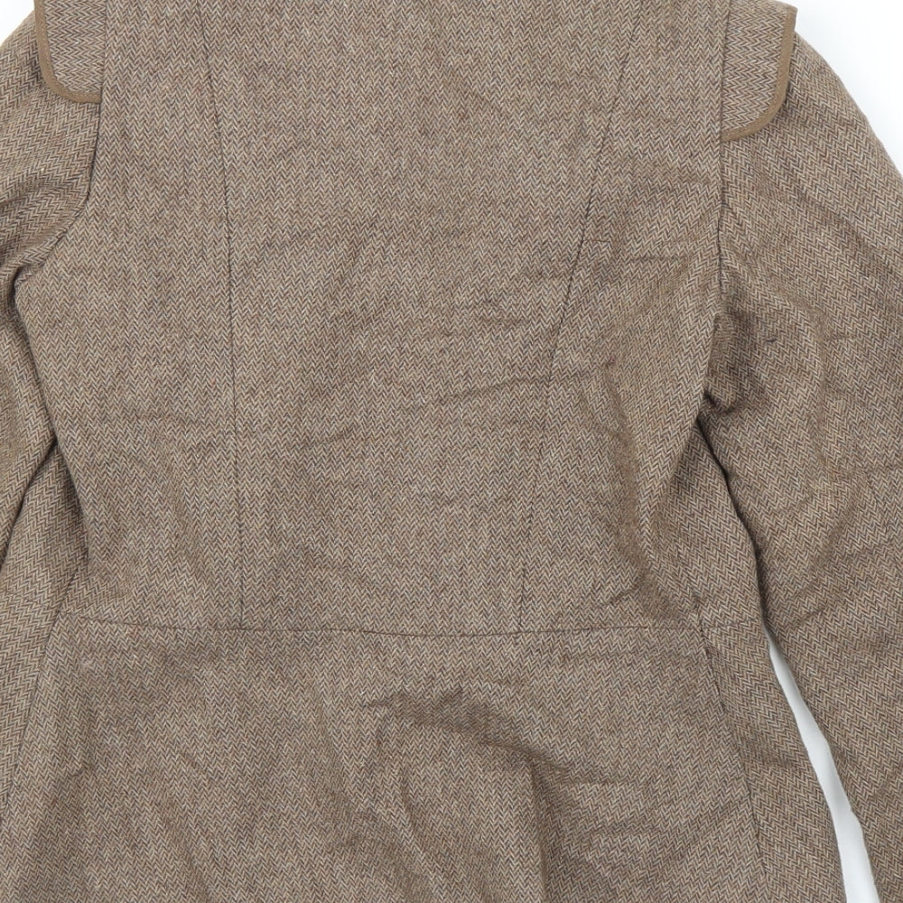 Preworn Womens Brown Herringbone Cardigan Jumper Size S