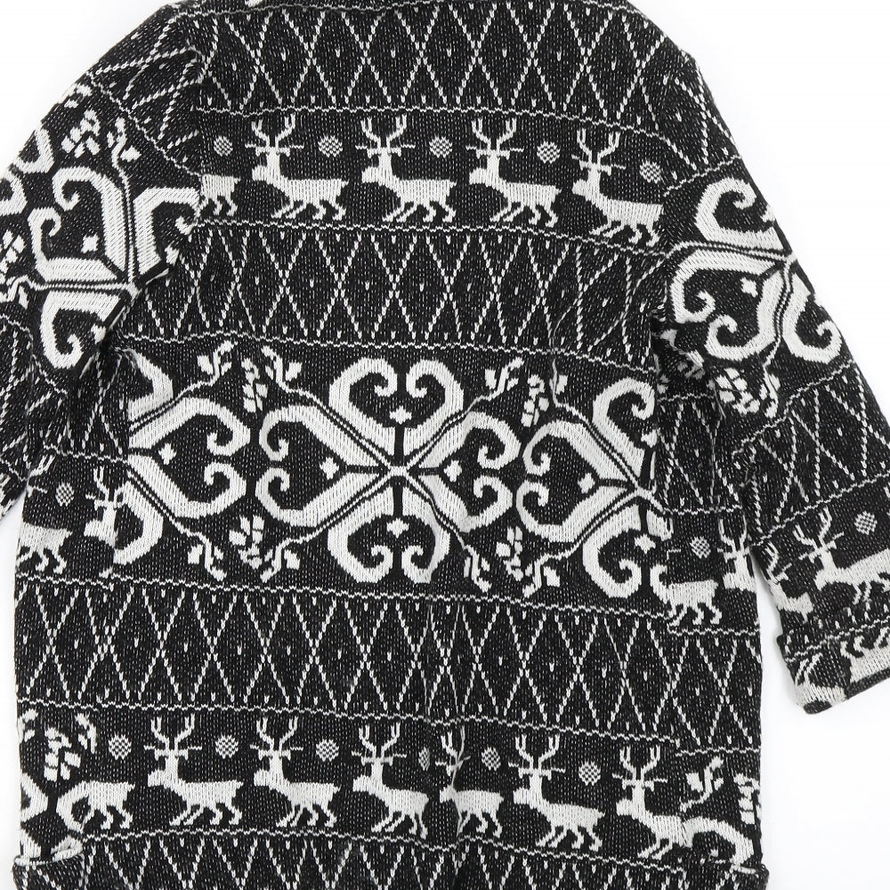 River Island Womens Black Argyle/Diamond Cardigan Jumper Size 8