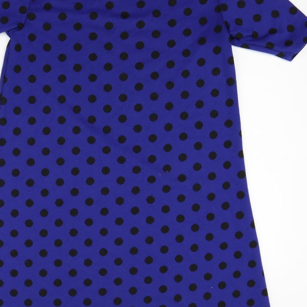Ofelia Womens Blue Polka Dot Jumper Dress Size M