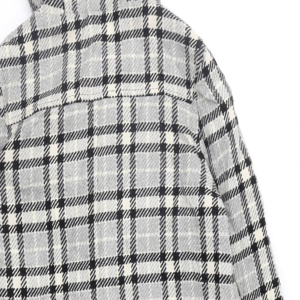 Atmosphere Womens Grey Check Overcoat Coat Size 10