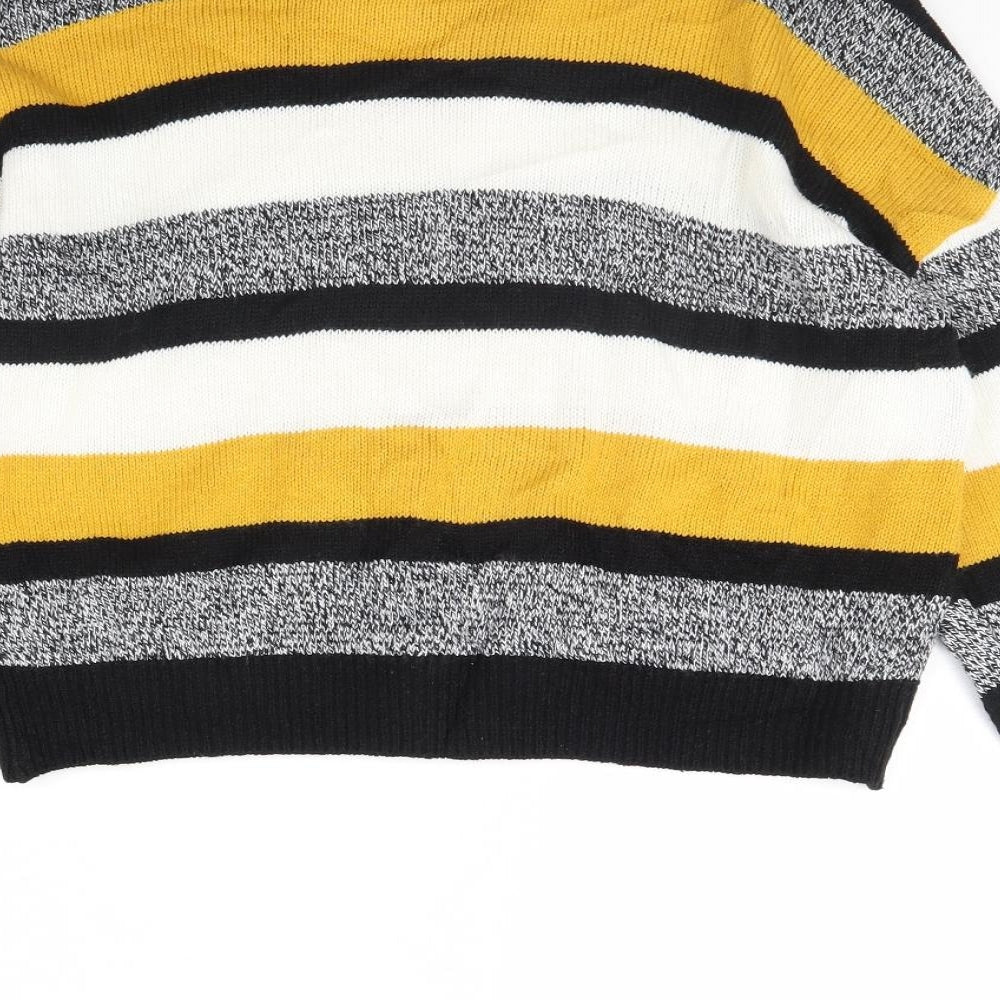 H&M Womens Black Striped Pullover Jumper Size M