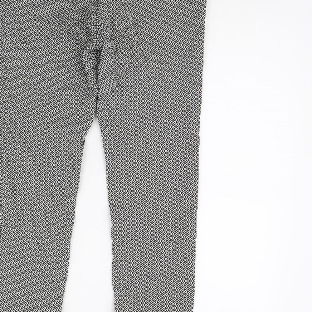 M&Co Womens Beige Geometric Trousers Size 14 L28 in