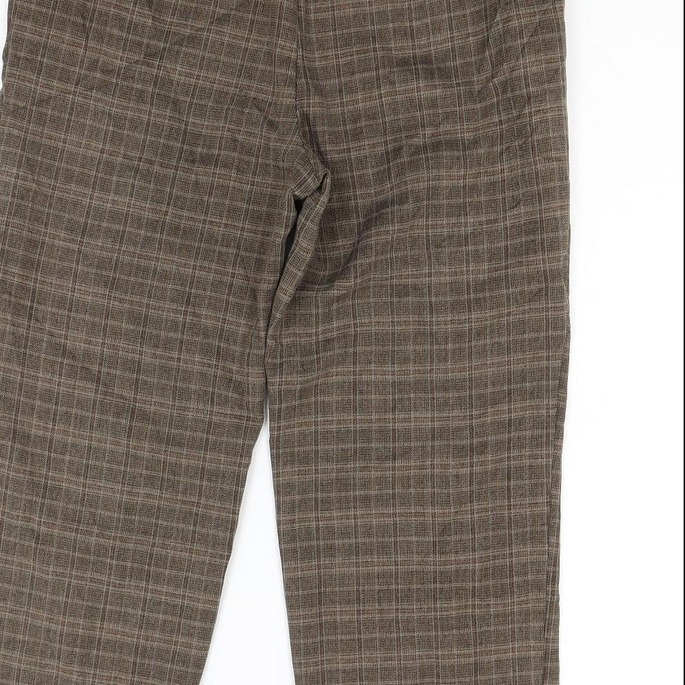 Marks and Spencer Womens Brown Check Cropped Trousers Size 32 in L20 in