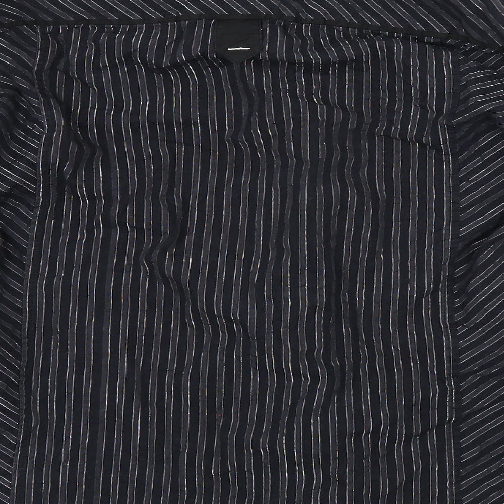 Parkes Mens Black Striped Button-Up Size S